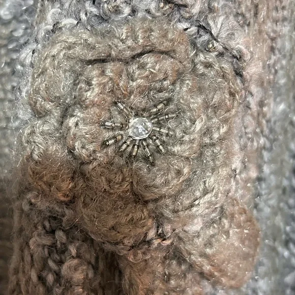 Moffi International -lg-Elegant Gray Women's Cardigan 5% Mohair- very long - Picture 3 of 9